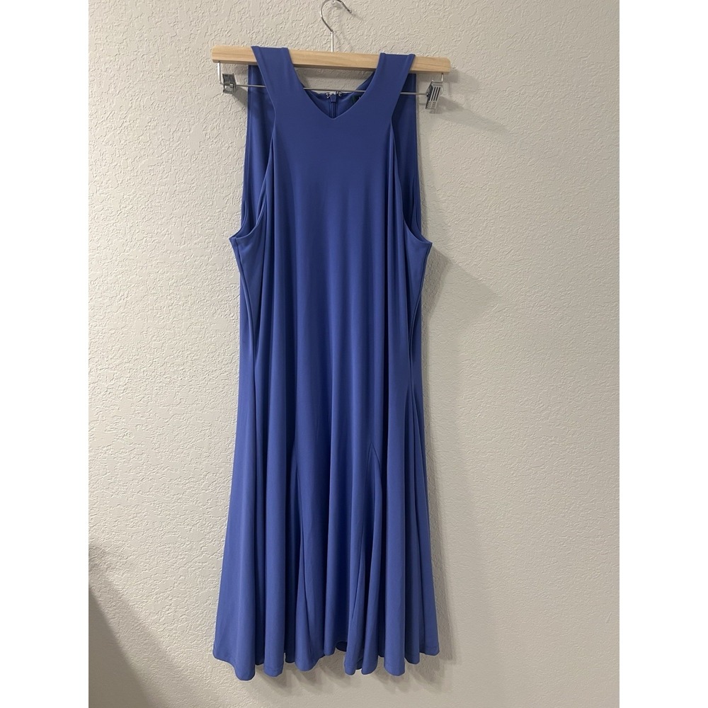 RALPH LAUREN DRESS‎ L PERIWINKLE SLEEVELESS LARGE PLEATS ON SKIRT